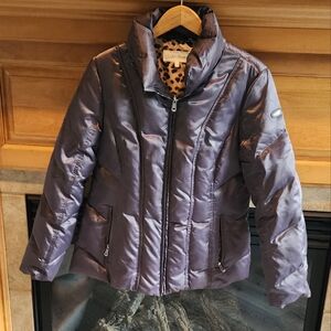 Calvin Klein Women's Size Large Down Filled Puffer Coat Silver